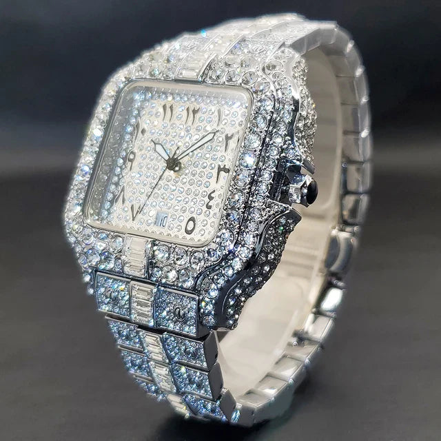 ICED OUT WATCH SQUARE ARABIC DIAL