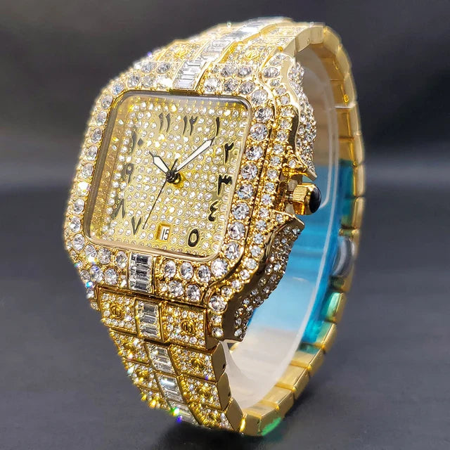 ICED OUT WATCH SQUARE ARABIC DIAL