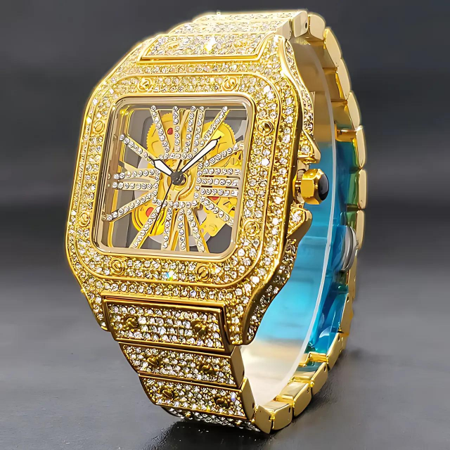 ICED OUT SKELETON DIAL WATCH