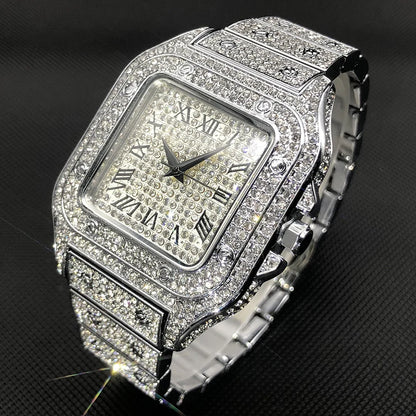 ICED OUT WATCH SQUARE NUMERAL DIAL