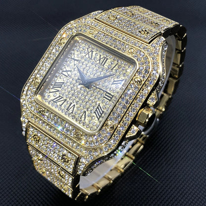 ICED OUT WATCH SQUARE NUMERAL DIAL